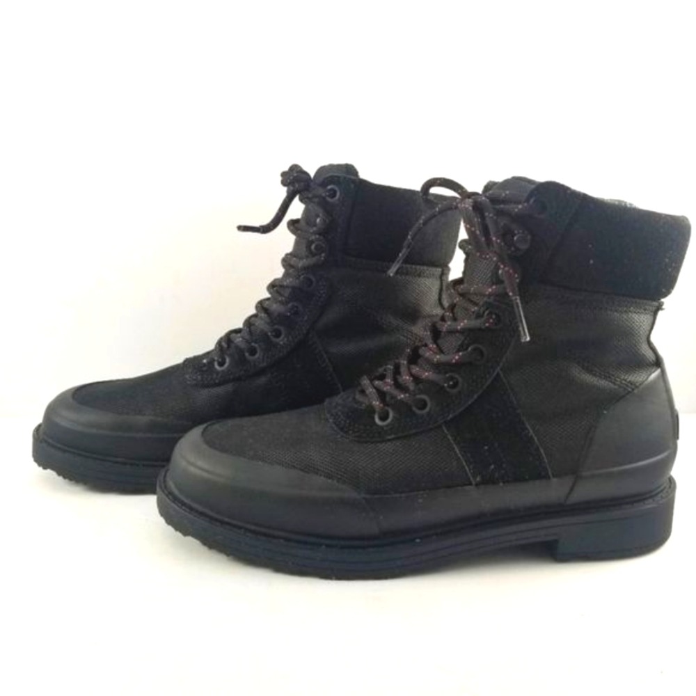 Hunter Original Commando Black Nylon Water Resistant Lace Up Combat Boots